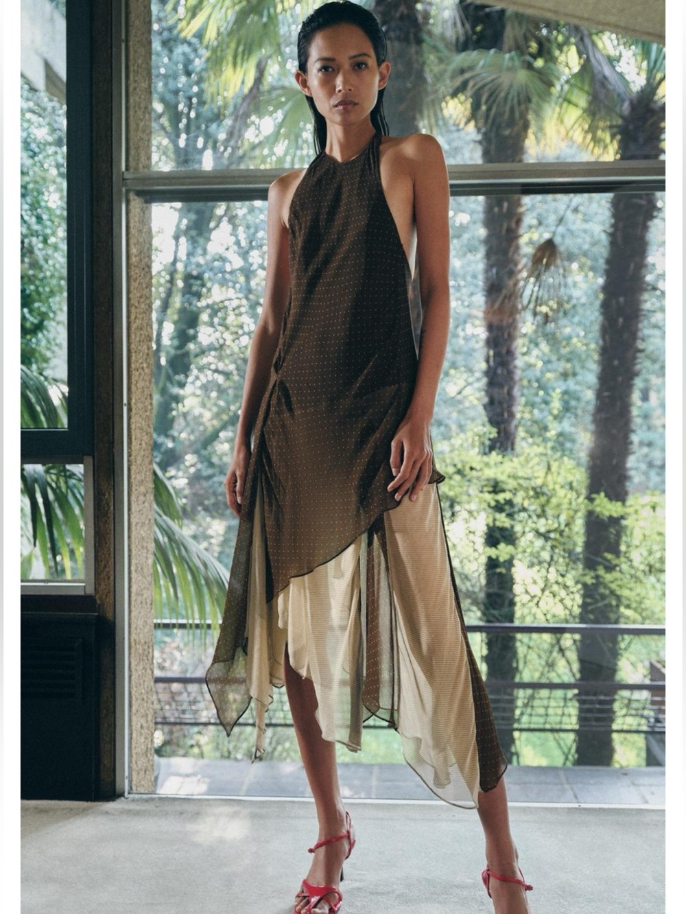 NWT Zara Asymmetric Combination Dress ZW Collection